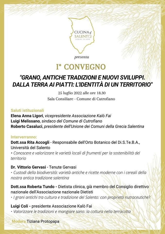 Convegno grani antichi Cucina il salento 2022